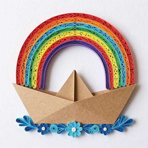 Whimsical Rainbow Paper Quilling Art