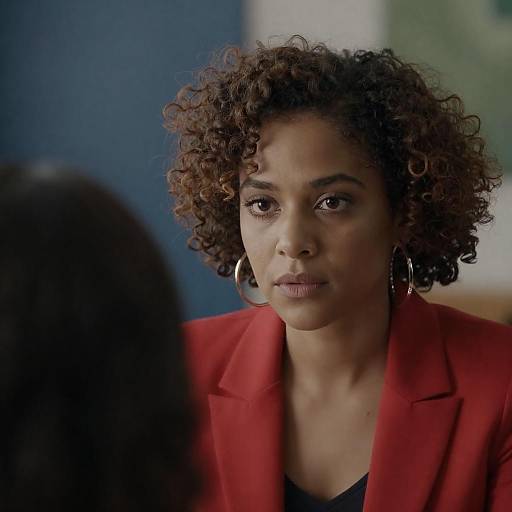 Woman with Curly Hair in Red Jacket
