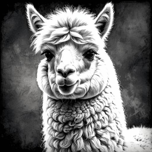 Majestic Alpaca Portrait in Vintage Style