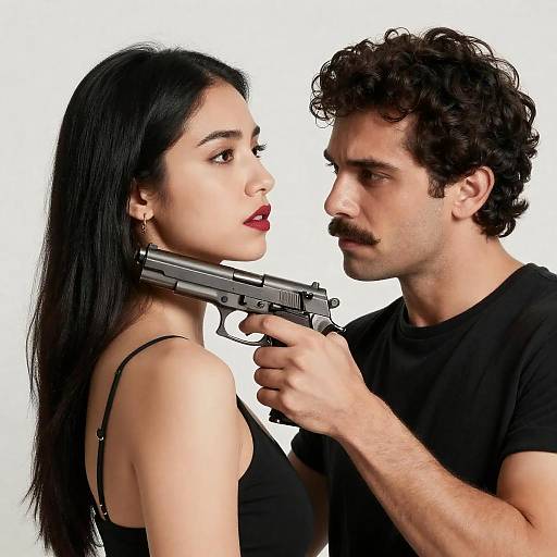 Tense Portrait: Man Threatening Woman