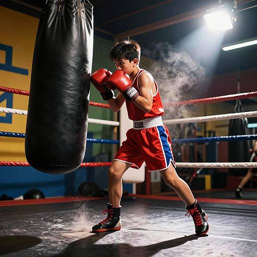 Energetic Child Prodigy Boxer Training