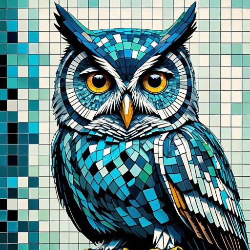 Cybernetic Owl Mosaic Artwork