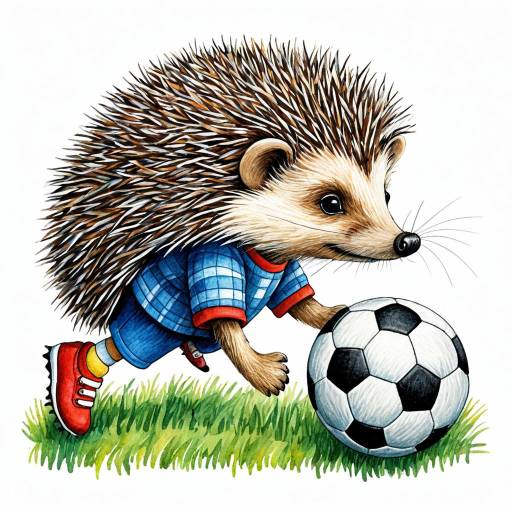 Cute Hedgehog Playing Soccer Illustration