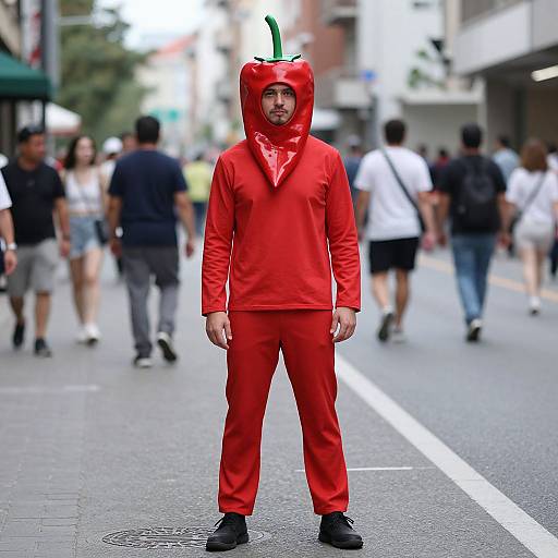 Man in Red Chili Pepper Costume
