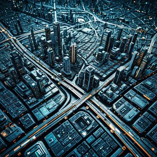 Futuristic Cityscape Treasure Map Design