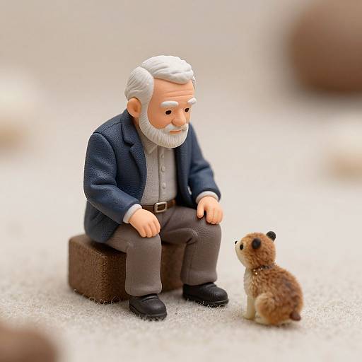 Hyper-Realistic Elderly Man with Animal