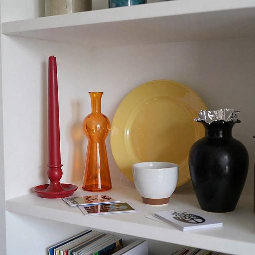 Vibrant Still Life with Cluttered Shelf