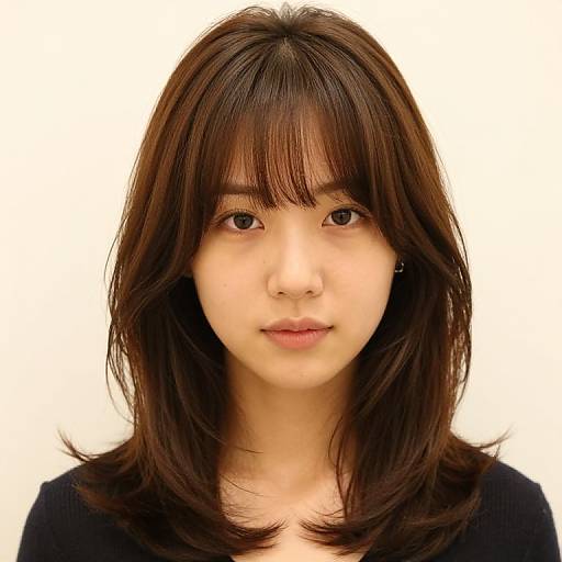 Natural Brunette Double-Parted Bangs