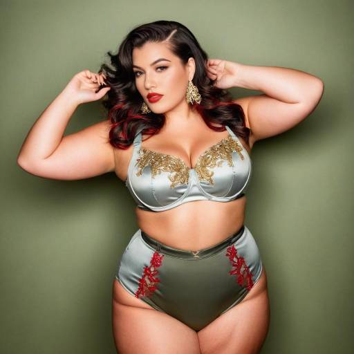 Curvy Plus-Size Pinup with Silver Balayage