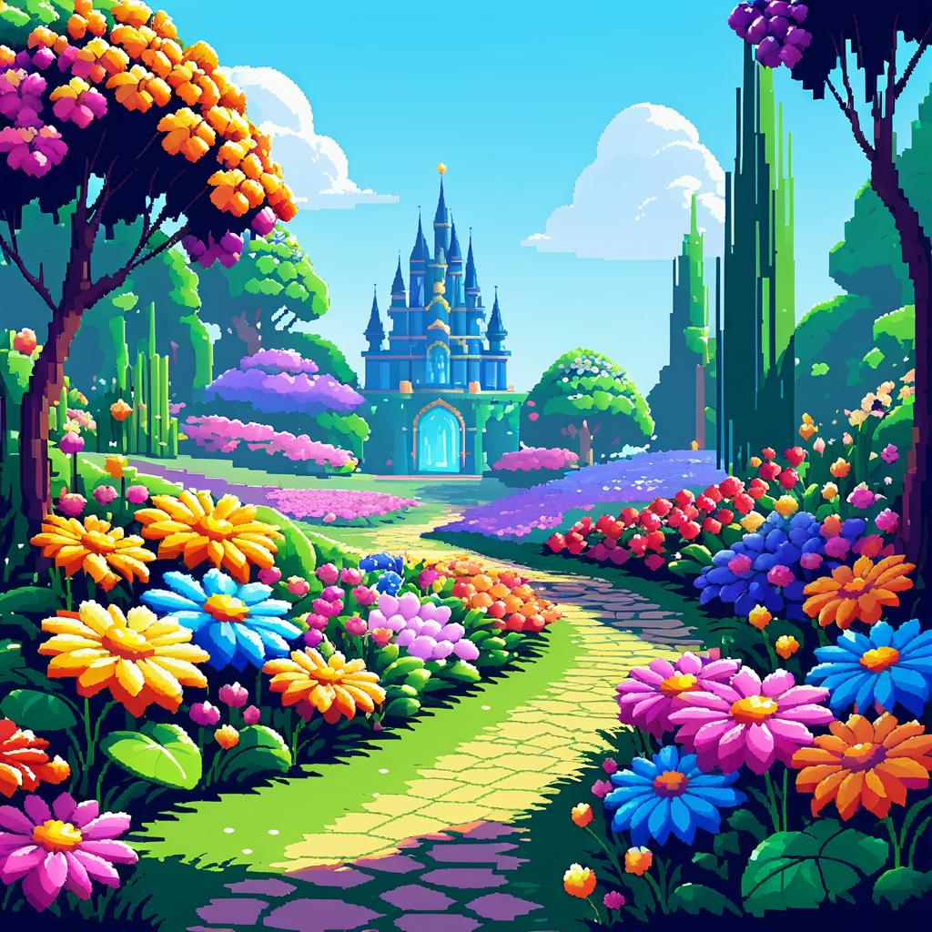 Vibrant Pixel Art Enchanted Garden