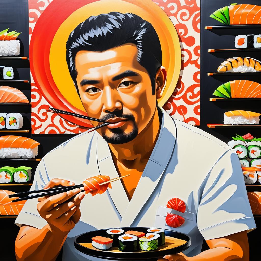 Sushi-Inspired Oil Painting of a Man