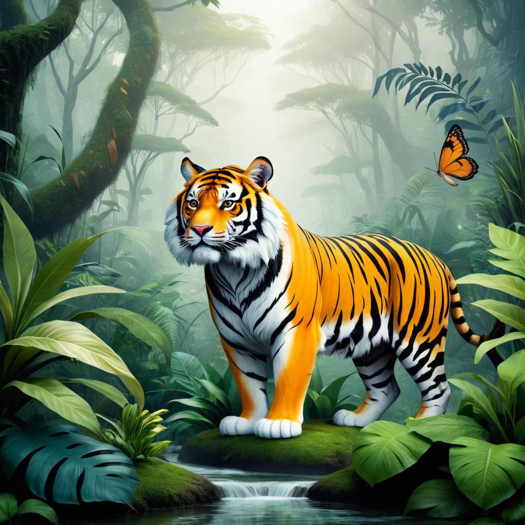 Mystical Tiger-Rabbit Creature in Jungle