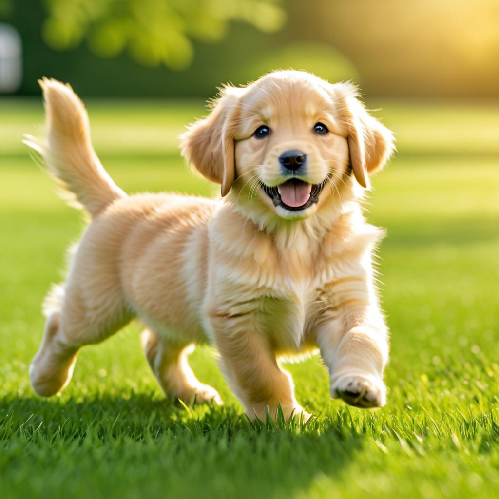 Playful Golden Retriever Puppy in Park