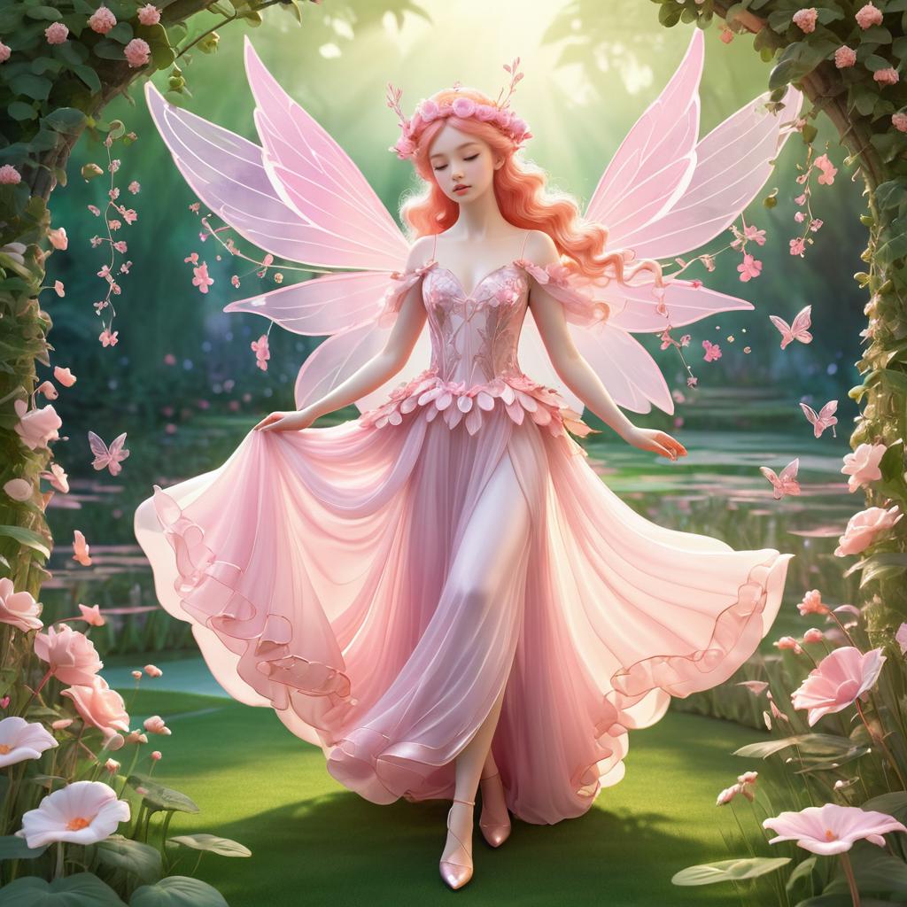 Enchanting Pink Fairy in a Magical Garden