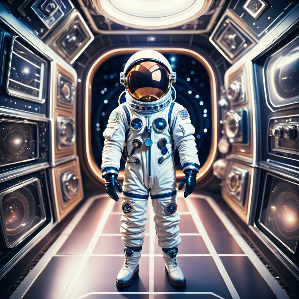 Retro Space Explorer Full-Body Photograph