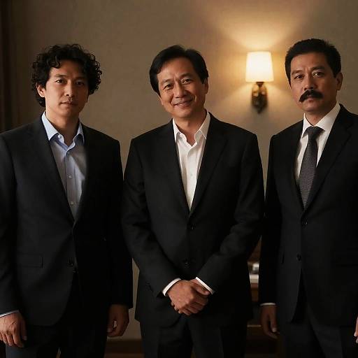 Three Men in Suits in Dim Lighting
