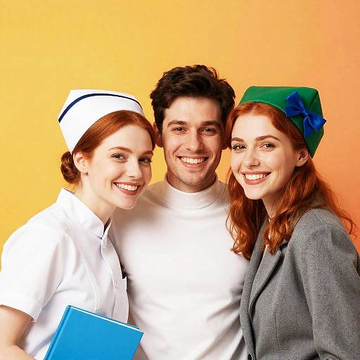 Cheerful Trio: Smiles and Warm Colors