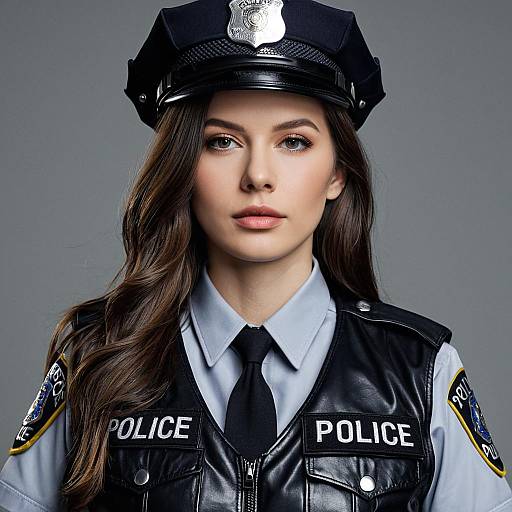 Female Police Officer in Leather Vest