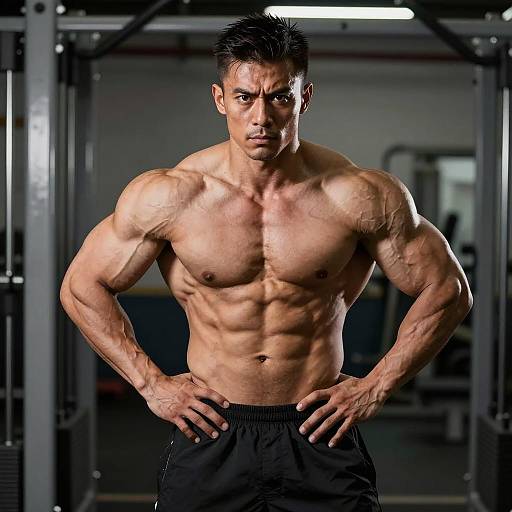 Muscular man posing in gym