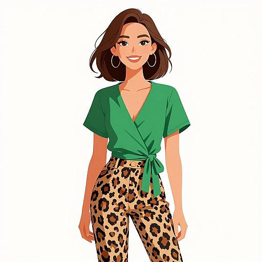 Smiling Woman in Casual Chic Outfit