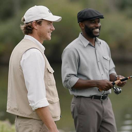 Two Men Fishing Outdoors