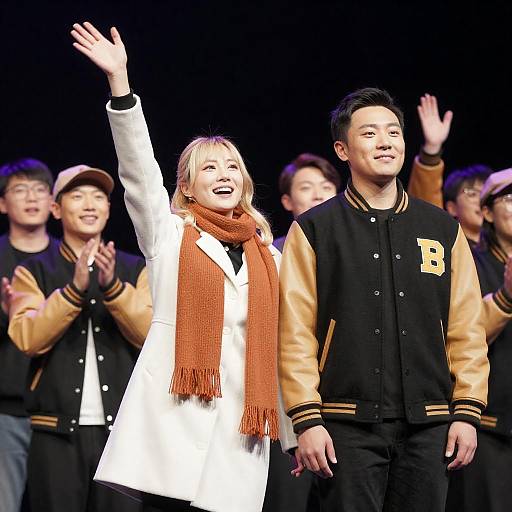 Lively Stage Celebration with Cheering Crowd