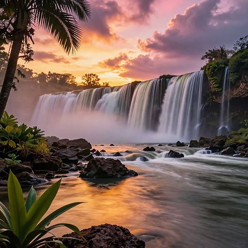Catarata Waterfall Sunset Serenity