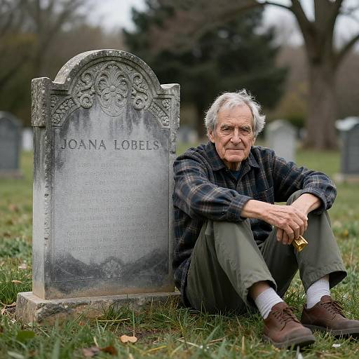 Reflective Moment by a Grave