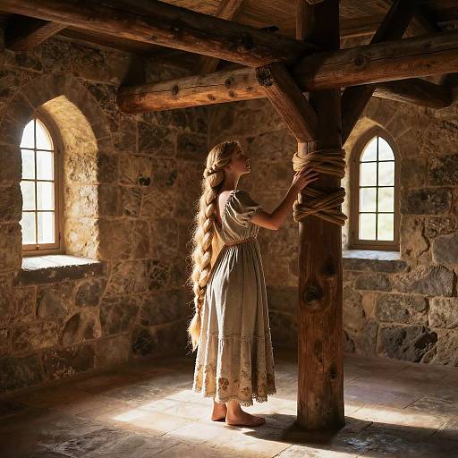 Rapunzel in Ancient Tower Room