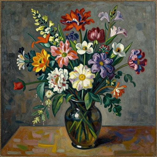 Brueghel-Inspired Naive Exotic Bouquet