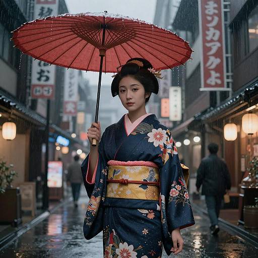 Stunning Cyberpunk Geisha Night Scene