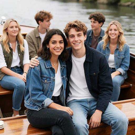 Group of Young Adults on Wooden Boat