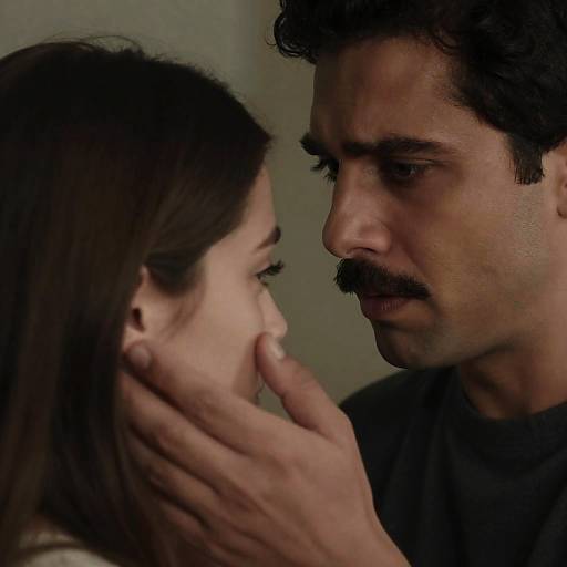 Man Gently Holding Woman's Face