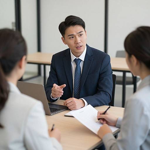 Businessman Consulting with Clients