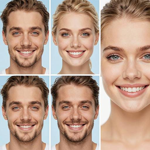 Collage of Smiling Light-Skinned People with Blue Eyes