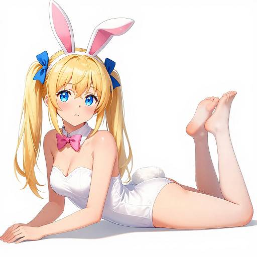 Playful Anime Girl in Bunny Leotard