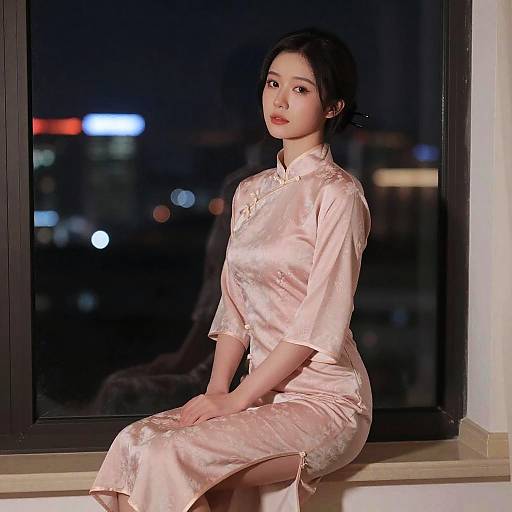 Dreamy Window Seat Night Portrait