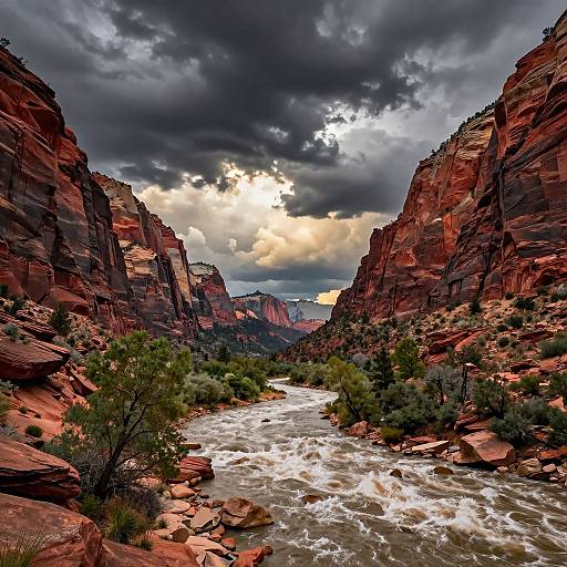Dramatic Canyon River Landscape