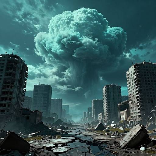Dystopian Cityscape with Apocalyptic Clouds