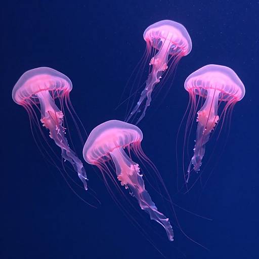 Glowing Pink Jellyfish in Ocean