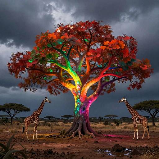 Vibrant Iridescent Hornbeam Mystical Scene