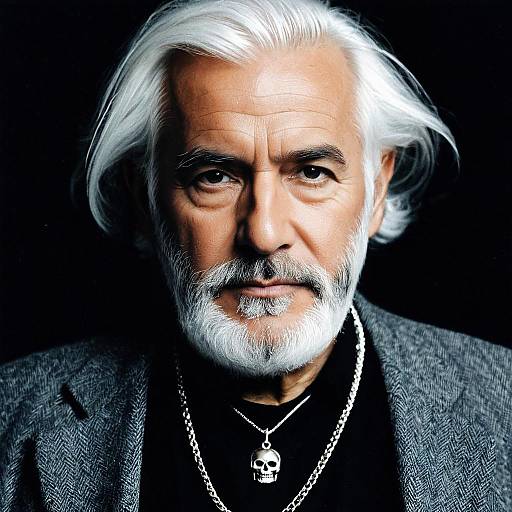 Portrait of Stylish Elderly Man with White Hair