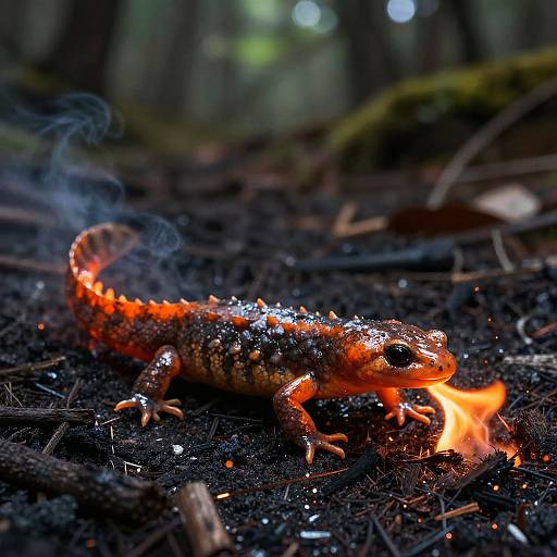 Smoky Quartz Newt with Fiery Glow
