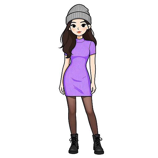 Stylish Woman in Lavender Dress