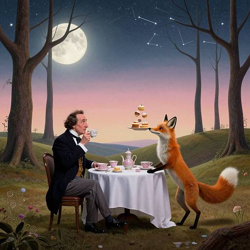 Surreal Moonlit Tea Party