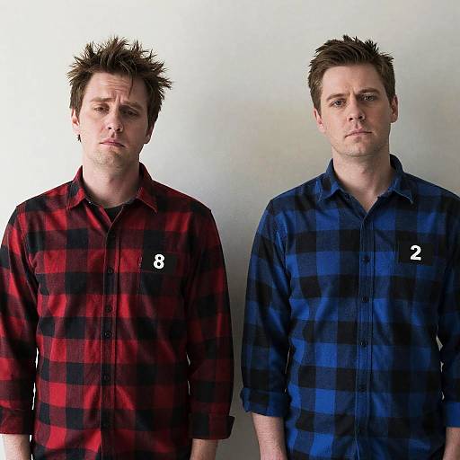 Two Men in Plaid Shirts Portrait