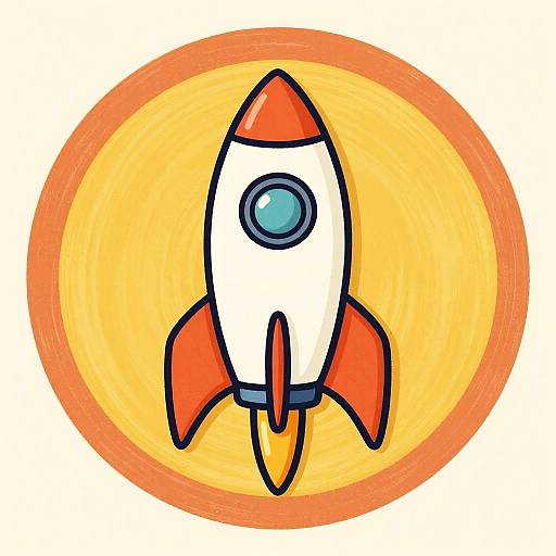 Retro Space Rocket Hand-Drawn Art