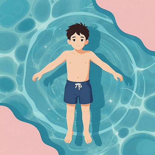 Realistic Colorful Floating Boy