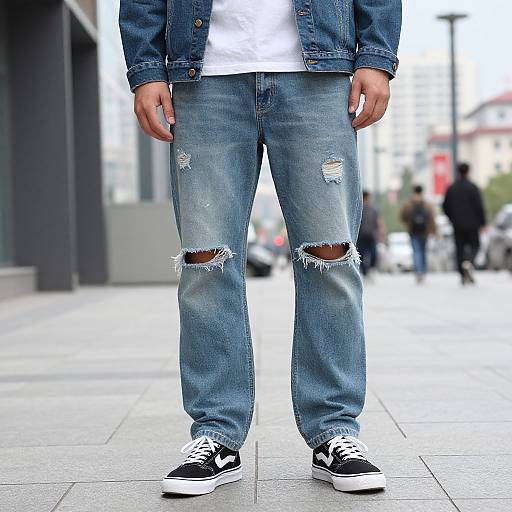 Urban Streetwear with Distressed Jeans