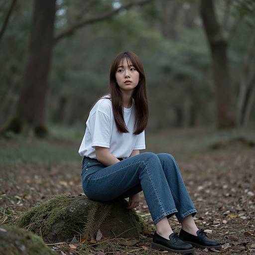 Surreal Blurred Forest Woman